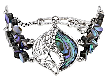 Picture of Abalone Shell Rhodium Over Brass Multi-Row Bracelet