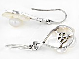 Mother-Of-Pearl & Cultured Freshwater Pearl Sterling Silver Flower Earrings
