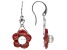 Red Coral and White Cultured Freshwater Pearl Sterling Silver Flower Earrings