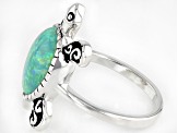 Green Lab Created Opal Sterling Silver Turtle Ring