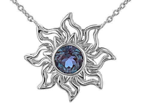 Blue Lab Created Alexandrite Rhodium 