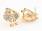 White Zircon 18K Yellow Gold Over Silver Seashell & Starfish Earrings 1.21ctw