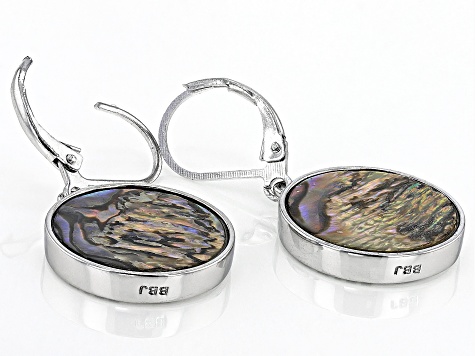 Multi-Color Abalone Shell Rhodium Over Brass Earrings