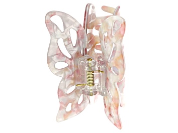 Picture of White and Pink Butterfly Gold Tone Hair Clip