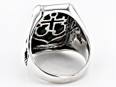 Abalone Shell Rhodium Over Silver Mens Ring