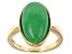 Green Jadeite 18k Yellow Gold Over Silver Solitaire Ring