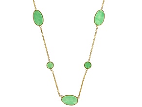 Jadeite 18k Yellow Gold Over Silver Station Necklace