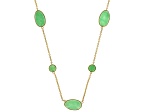 Jadeite 18k Yellow Gold Over Silver Station Necklace, 17x10mm & 7mm