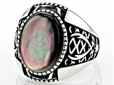 Black Mother-of-Pearl Rhodium Over Silver Mens 
Ring
