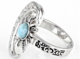 Blue Larimar Rhodium Over Sterling Silver Celestial Ring