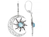 Larimar Rhodium Over Sterling Silver Celestial Earrings