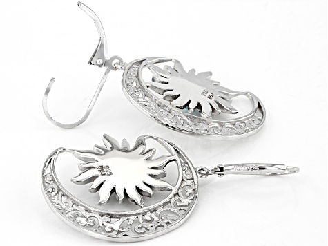 Larimar Rhodium Over Sterling Silver Celestial Earrings