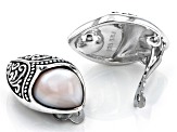 Pink Mother-of-Pearl Rhodium Over Silver Clip-On Earrings