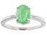 Light Green Jadeite Rhodium Over Silver Solitaire Ring 9x7mm