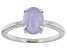 Lavender Jadeite Rhodium Over Silver Solitaire Ring 9x7mm