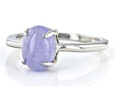 Lavender Jadeite Rhodium Over Silver Solitaire Ring 9x7mm