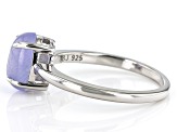 Lavender Jadeite Rhodium Over Silver Solitaire Ring 9x7mm