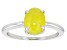 Yellow Jadeite Rhodium Over Silver Solitaire Ring 9x7mm