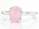 Light Pink Jadeite Rhodium Over Silver Solitaire Ring 9x7mm