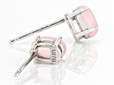 Pink Jadeite Rhodium Over Silver Stud Earrings 6x4mm