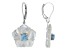 Carved Mother-of-Pearl & Larimar Rhodium Over Silver Flower Earrings