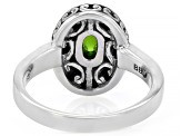Multi-Color Abalone Shell & Chrome Diopside Rhodium Over Silver Ring .26ct