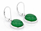 Green Jadeite Rhodium Over Silver Earrings