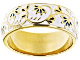 Multi-Color Enamel 18k Yellow Gold Over Brass Floral Band Ring