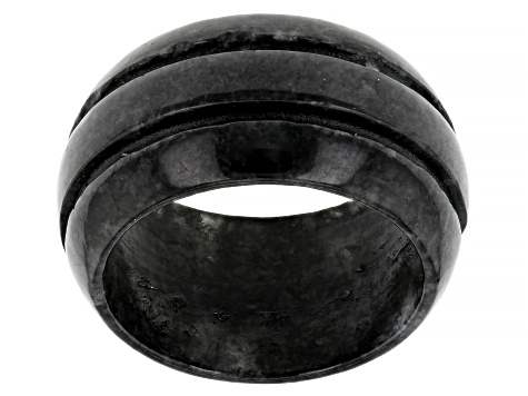 Charcoal Jadeite Carved Band Ring