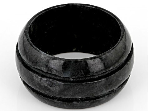 Charcoal Jadeite Carved Band Ring