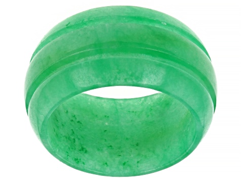 Green Jadeite Carved Band Ring