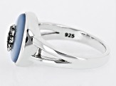 Blue Mother-of-Pearl Rhodium Over Sterling Silver Flower Ring