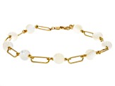 White Mother-of-Pearl 18k Yellow Gold Over Silver Paperclip Bracelet