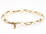 White Mother-of-Pearl 18k Yellow Gold Over Silver Paperclip Bracelet