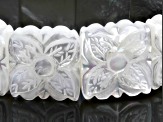 White Mother-Of-Pearl with Floral Carving Stretch Bracelet