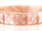 Pink Mother-Of-Pearl with Floral Carving Stretch Bracelet