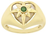 Mother-of-Pearl and Green Quartzite 18k Yellow Gold Over Sterling Silver Heart Ring