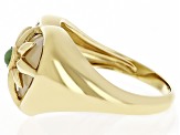 Mother-of-Pearl and Green Quartzite 18k Yellow Gold Over Sterling Silver Heart Ring