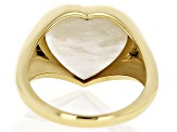 Mother-of-Pearl and Green Quartzite 18k Yellow Gold Over Sterling Silver Heart Ring