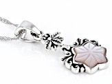 Carved Pink Mother-Of-Pearl Sterling Silver Enhancer With Chain