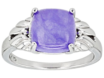 Picture of Purple Jadeite Rhodium Over Sterling Silver Ring
