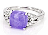 Purple Jadeite Rhodium Over Sterling Silver Ring