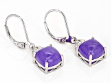 Purple Jadeite Rhodium Over Sterling Silver Dangle Earrings