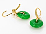 Green Jadeite with Carved Mother-Of-Pearl 18k Yellow Gold Over Sterling Silver Earrings