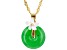 Green Jadeite with Carved Mother-Of-Pearl 18k Yellow Gold Over Sterling Silver Pendant with Chain