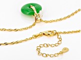 Green Jadeite with Carved Mother-Of-Pearl 18k Yellow Gold Over Sterling Silver Pendant with Chain