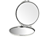 Black Mosaic Mother-Of-Pearl Doublet Silver Tone Compact Mirror