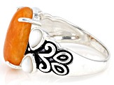 Orange Jadeite & Mother-of-Pearl Rhodium Over Silver Ring