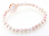 15x15mm Carved Pink Conch Shell Flower Beaded Stretch Bracelet