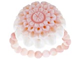 Pink Conch Shell Carved Flower Stretch Ring